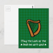 Carte Postale Harpe celtique irlandaise Saint-Patrick (Devant / Derrière)