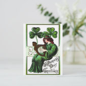 Carte Postale Harpe de femme d’Erin Shamrock, Saint Patrick’s Da (Debout devant)