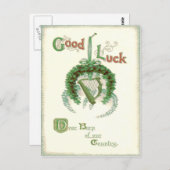 Carte Postale Harpe de fer à cheval shamrock d'Erin (Devant / Derrière)