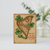 Carte Postale Harpe d'Erin Shamrock Haut du matin (Debout devant)