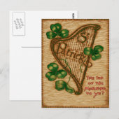 Carte Postale Harpe d'Erin Shamrock Haut du matin (Devant / Derrière)