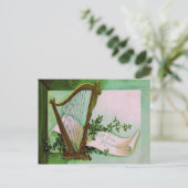 Carte Postale Harpe d'Érin Shamrock Vert (Debout devant)