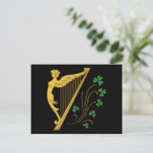 Carte Postale Harpe d'or St Patrick's Day et Shamrock (Debout devant)
