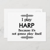 Carte Postale Harpe - Joue Elle-même Musique Deco Drôle (Devant / Derrière)