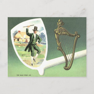 Carte Postale Harpe Leprechaun de Erin Clay Pipe Jig