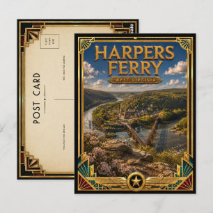 Carte Postale Harpers Ferry Virginie-Occidentale Art Déco vintag