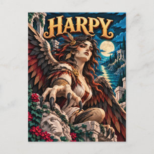 Carte Postale Harpie, Monstre de Papier Découpé