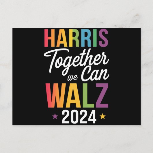 Carte Postale Harris Walz 2024 Kamala Ensemble nous pouvons LGBT (Devant)