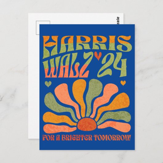 Carte Postale Harris Walz 2024, pour un demain plus brillant (Devant / Derrière)