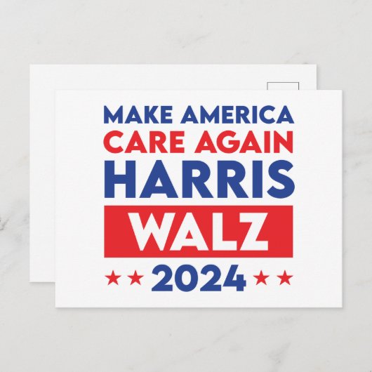 Carte Postale Harris Walz 2024 Rendre l'Amérique à nouveau conce (Devant / Derrière)
