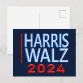 Carte Postale Harris Walz Élection Présidentielle 2024 (Devant / Derrière)