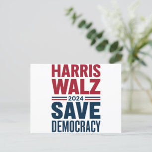 Carte Postale Harris Walz Sauver la Démocratie