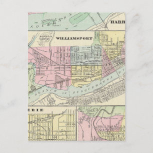 Carte Postale Harrisburg, Williamsport, Erie, Scranton