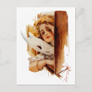 Carte Postale Harrison Fisher : Une femme en train