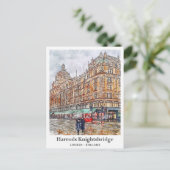 Carte Postale Harrods Knightsbridge London Travel Aquarelle (Debout devant)