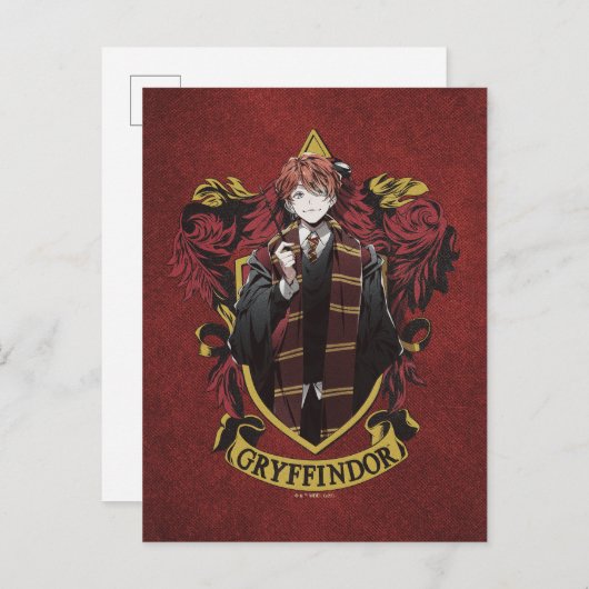 Carte Postale HARRY POTTER™ | Anime Ron Weasley House Crest (Devant / Derrière)