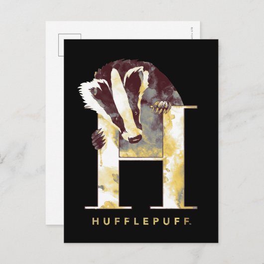 Carte Postale Harry Potter | Aquarelle Badger HUFFLEPUFF™ (Devant / Derrière)
