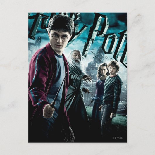Carte Postale Harry Potter avec Dumbledore Ron et Hermione 1 (Devant)