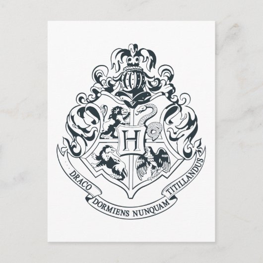 Carte Postale Harry Potter | Blason de Poudlard - Noir et Blanc (Devant)