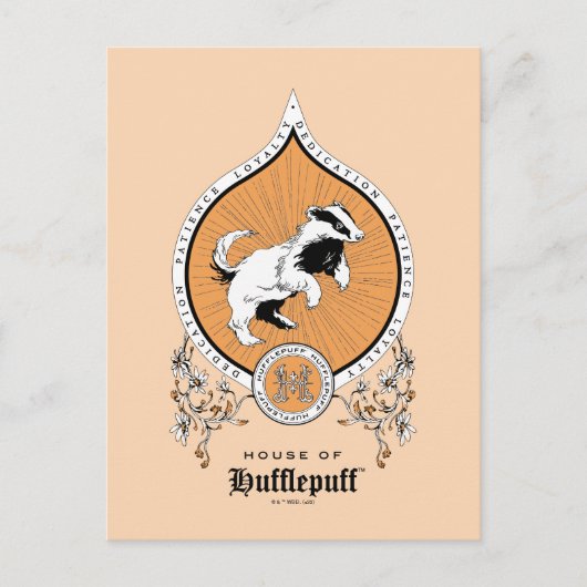 Carte Postale HARRY POTTER™ | Dessin délicat Blason de POUFFSOUR (Devant)