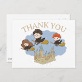 Carte Postale Harry Potter et Hogwarts magiques Merci (Devant / Derrière)
