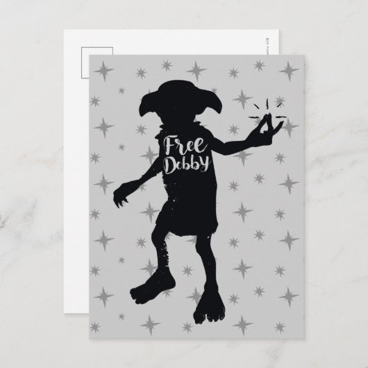 Carte Postale Harry Potter | "Free Dobby" Silhouette Typographie (Devant / Derrière)