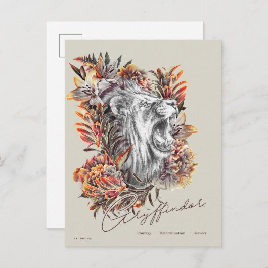 Carte Postale HARRY POTTER™ GRYFFINDOR™ Floral Graphisme (Devant / Derrière)