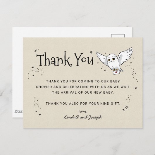 Carte Postale Harry Potter | Hedwig - Merci (Devant / Derrière)