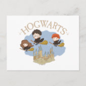 Carte Postale HARRY POTTER™, Hermione & Ron Fly Over HOGWARTS™ (Devant)