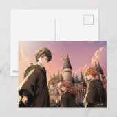 Carte Postale HARRY POTTER™ Hermione & Ron HOGWARTS™ Scène d'ani (Devant / Derrière)