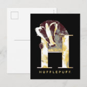 Carte Postale Harry Potter | HUFFLEPUFF™ Blaireau Aquarelle (Devant / Derrière)