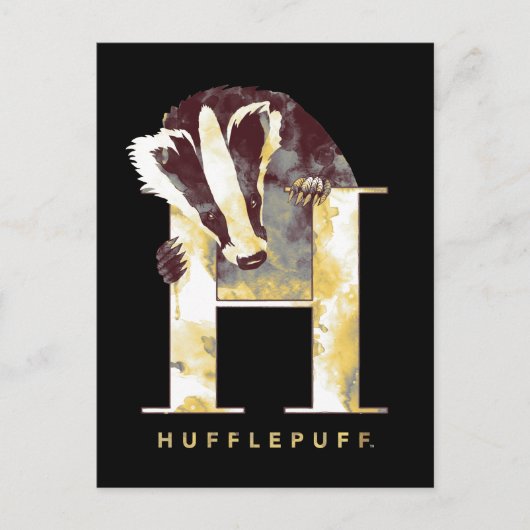 Carte Postale Harry Potter | HUFFLEPUFF™ Blaireau Aquarelle (Devant)