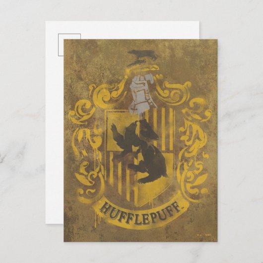 Carte Postale Harry Potter | Hufflepuff Crest Spray Paint (Devant / Derrière)