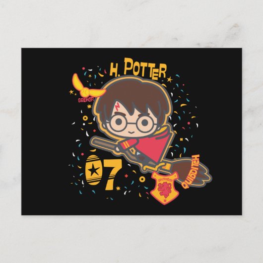 Carte Postale Harry Potter Quidditch chercheur de dessin animé (Devant)