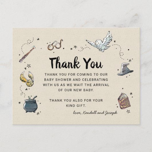 Carte Postale Harry Potter | Remerciements pour la Baby Shower (Devant)