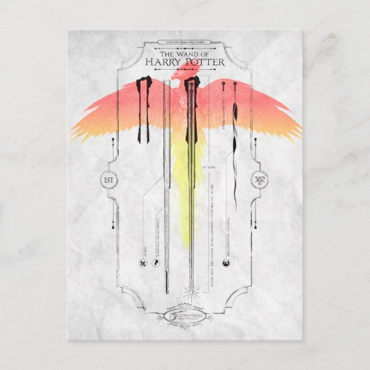 Carte Postale Harry Potter Spell | Harry's Wand Infographic (Devant)