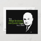 Carte Postale harry s truman toujours être sincère (Devant / Derrière)