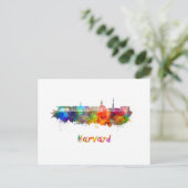 Carte Postale Harvard skyline in watercolor (Debout devant)