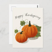 Carte Postale Harvest Pumpkin Thanksgiving Postcard (Devant / Derrière)
