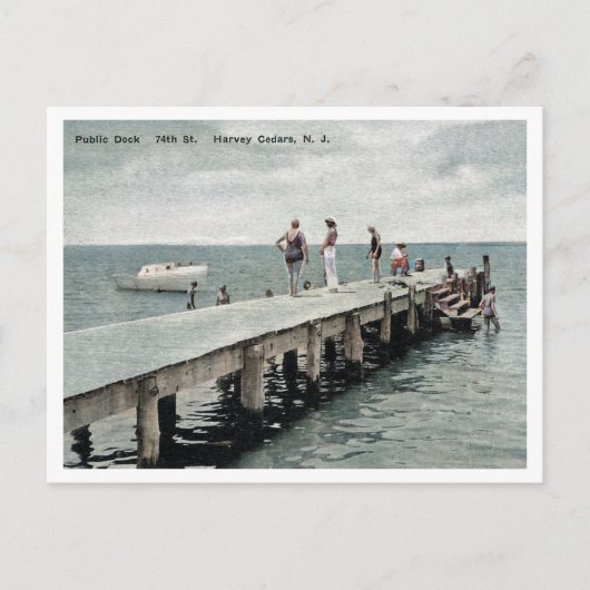 Carte Postale Harvey Cedars NJ Boat Dock années 1930 (Devant)