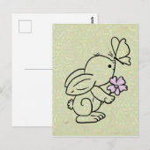 Carte Postale Hase mit Schmetterling (Devant / Derrière)