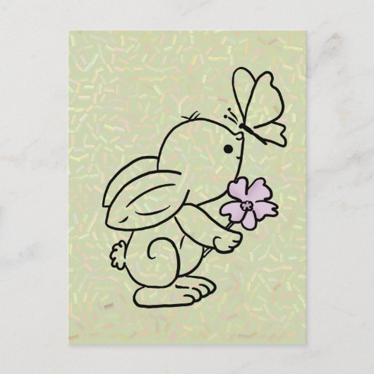 Carte Postale Hase mit Schmetterling (Devant)