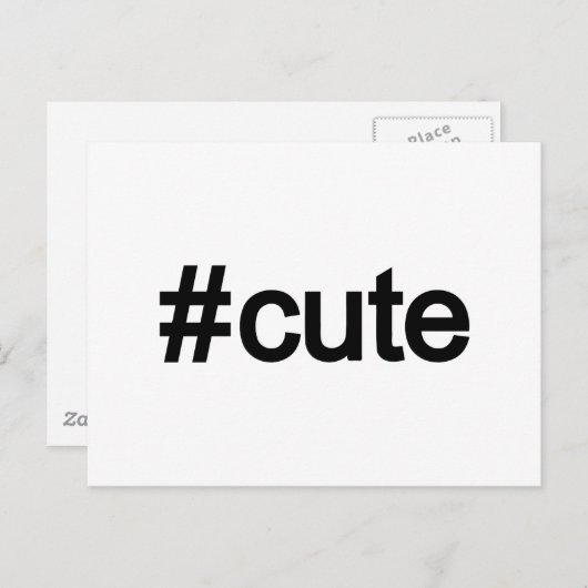 Carte Postale Hashtag # Cute (Devant / Derrière)