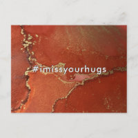 Hashtag I Miss Your Hugs Red & Gold Liquid Art