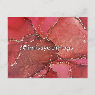 Carte Postale Hashtag Je Miss Vos Câlins Rouge & Or Liquide Art