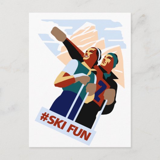 Carte Postale Hashtag ski fun (Devant)