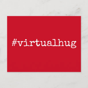 Carte Postale Hashtag Virtual Hug Missing You Note, Cherry Red