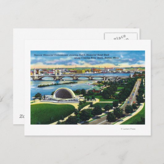 Carte Postale Hatch Memorial Band Shell, Charles River (Devant / Derrière)