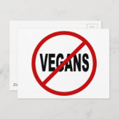 Carte Postale Hate Vegans/No Vegans Autorisé Signalé (Devant / Derrière)