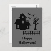 Carte Postale Hauné Maison Silhouette avec chauves-souris gris H (Devant / Derrière)